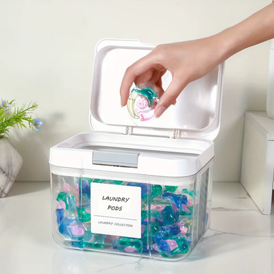 Laundry Pod Holder with Lid Sealed Pop Up Large Capacity Storage Container