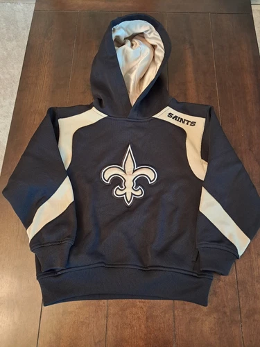 VETEMENTS Felpa con cappuccio NFL New Orleans Saints giovane media nera oro ragazzi ragazze