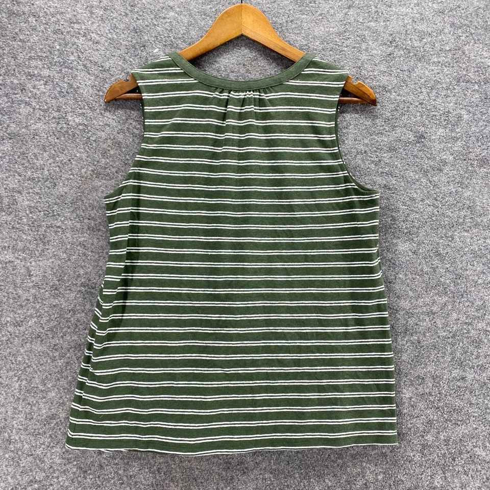 Camiseta sin mangas Old Navy para mujer S pequeña verde a rayas cuello en V sin mangas lino correa ancha Foto 2 de 4
