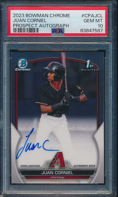 PSA 10 JUAN CORNIEL AUTO 1st 2023 Bowman Chrome Prospects Diamondbacks ...