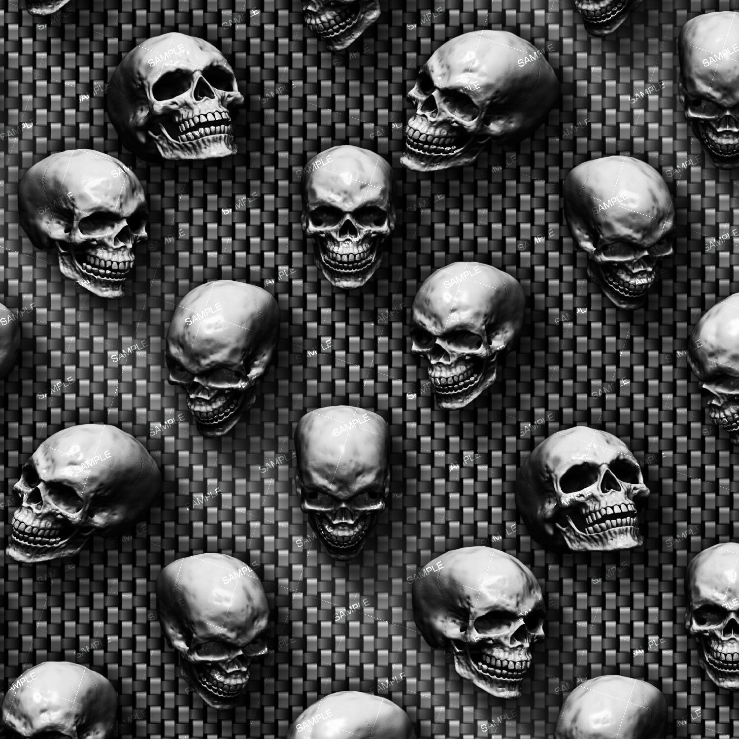 Carbon Fiber Skulls - 18"x46" Hydrographic Film Hydro Dipping Dip Water Transfer