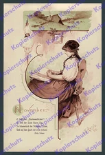 Fritz Reiss Autumn Black Forest Girl Costume Spinning Wheel Book Poetry Home 1893
