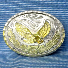 Western Eagle Belt Buckle Cowboy Large Scroll Flourish Vaquero Vtg 80s .GTA021