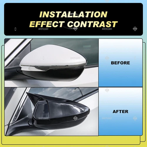 For Honda Accord 2018-2021 Glossy Black Ox horn Rear View Mirror Cover Cap Uvisi