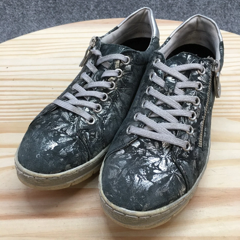 Zapatos Remonte Mujer 38 Informales Tenis Cuero Azul Con Cordones Cremallera Parte Superior Baja Foto 3 de 4