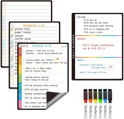 Magnetic Dry Erase List Board - 6.5''X8.5'' Weekly, Daily, 2 List Boards for Fridg