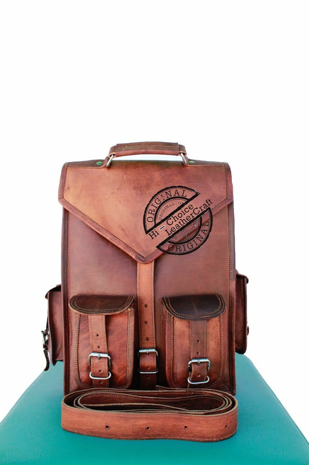 Mens Genuine Soft Leather Vintage Laptop Backpack Rucksack Messenger Satchel Bag