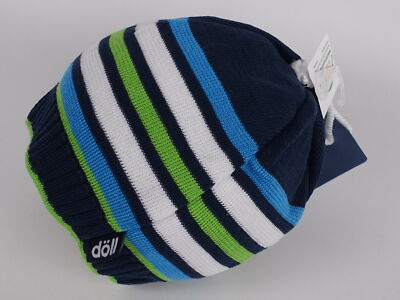 Döll Mütze Jungen Beanie Gr 49 blau gestreift leichte Sommermütze Baumwolle fein