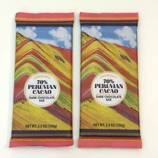 2 Pack Trader Joe's 70% Peruvian Cacao Dark Chocolate Bar 3.5 oz Each