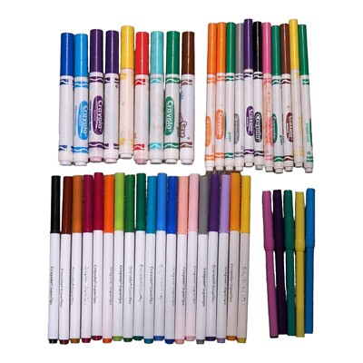 Large Lot 44 Crayola Various Colors Thick, Thin, Super Tips Writes Great