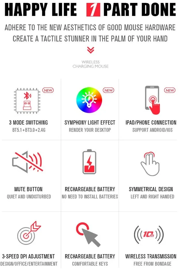 Slimline Wireless Bluetooth Mouse, Available in White, Black, Silver - Image 4 of 4