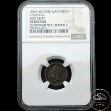 1861-65 Civil War Token~F-50/335a~Our Army~NGC XF Details~Very Rare~Combo Ship~!