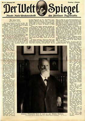 Prof.Wilhelm Waldeyer berühmter Berliner Anatom zum 80.Geburtstag von 1916