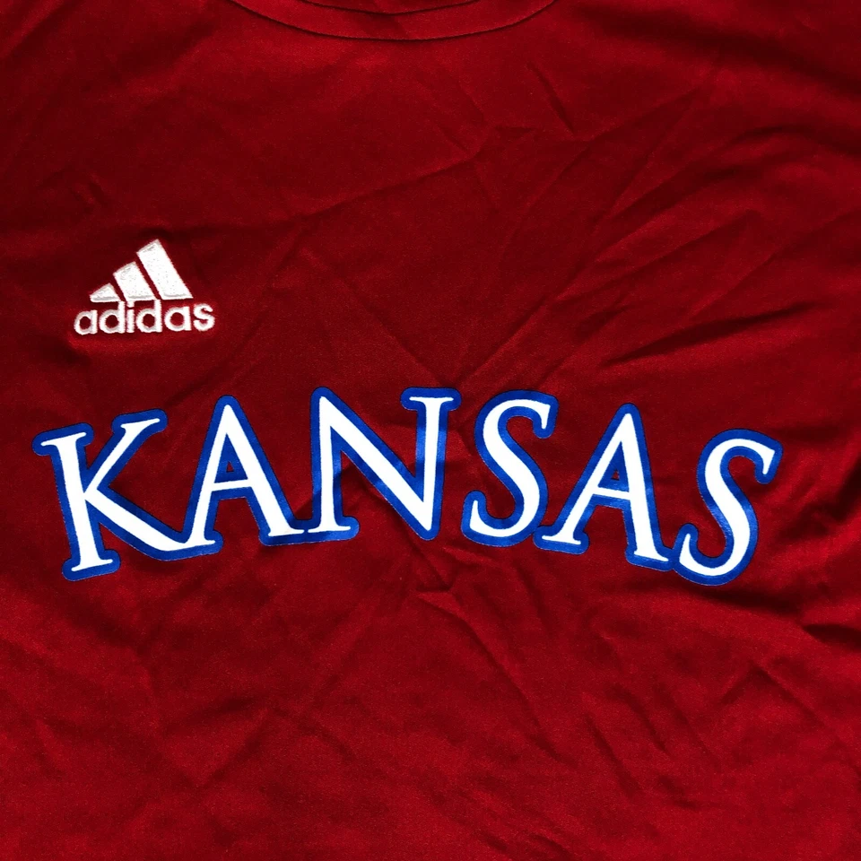 Kansas Jayhawks Mujer Camisa Extra Pequeña Adidas Rojo Blanco Camiseta Manga Corta Nueva con Etiquetas Foto 2 de 4