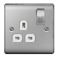 BG Nexus Brushed Steel Switches & Sockets Full Range Satin Chrome White Inserts