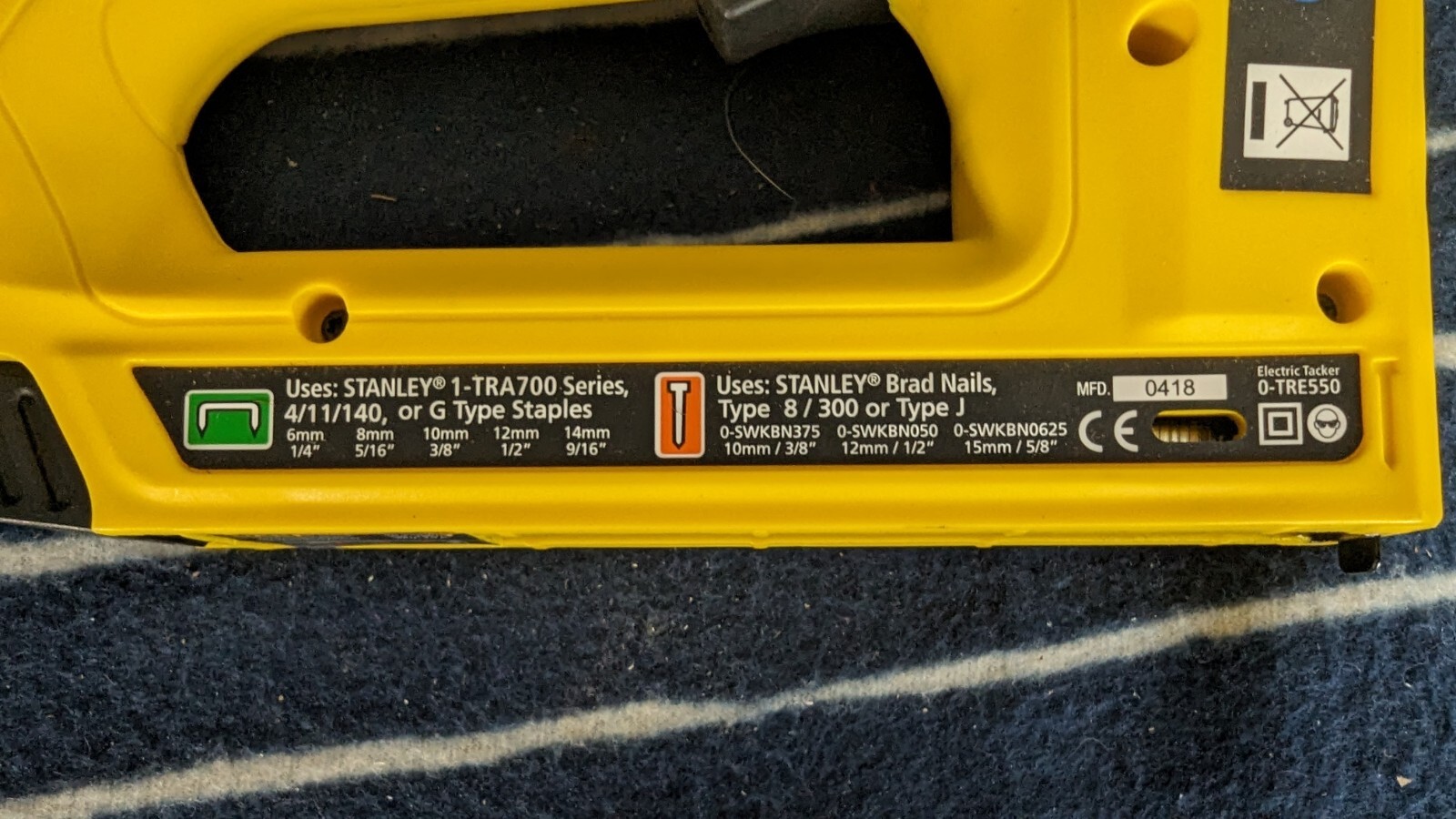 STANLEY Heavy Duty TRE550 Electric Staple / Nail Gun Yellow