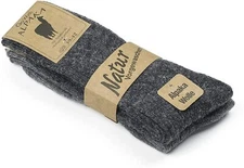 Alpaca Wool Socks for Women and Men for Hiking and Camping - Thick Knit 2 pairs