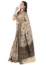 Banarasi Vastra Tissue Silk Baswada Zari Woven Saree Circle Light Brown Gold