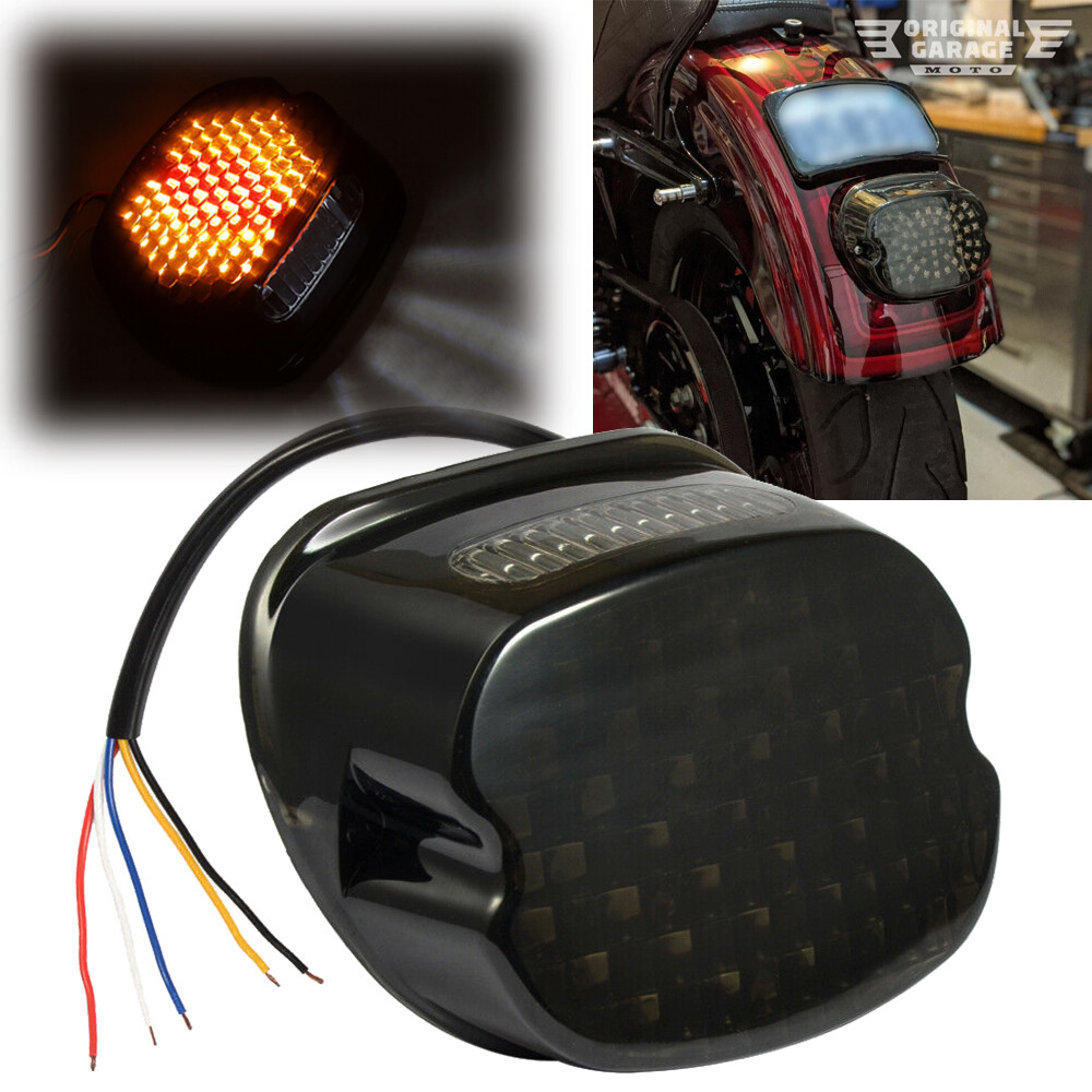Smoke LED Tail Light with Brake Light Compatible with 91-10 Compatible with Harley Sportster Softail Dyna Lay Down