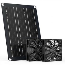 Marbero 4.7 Inch Solar Powered Fan Kit 15W Solar Panel 2 Waterproof Fans Intake
