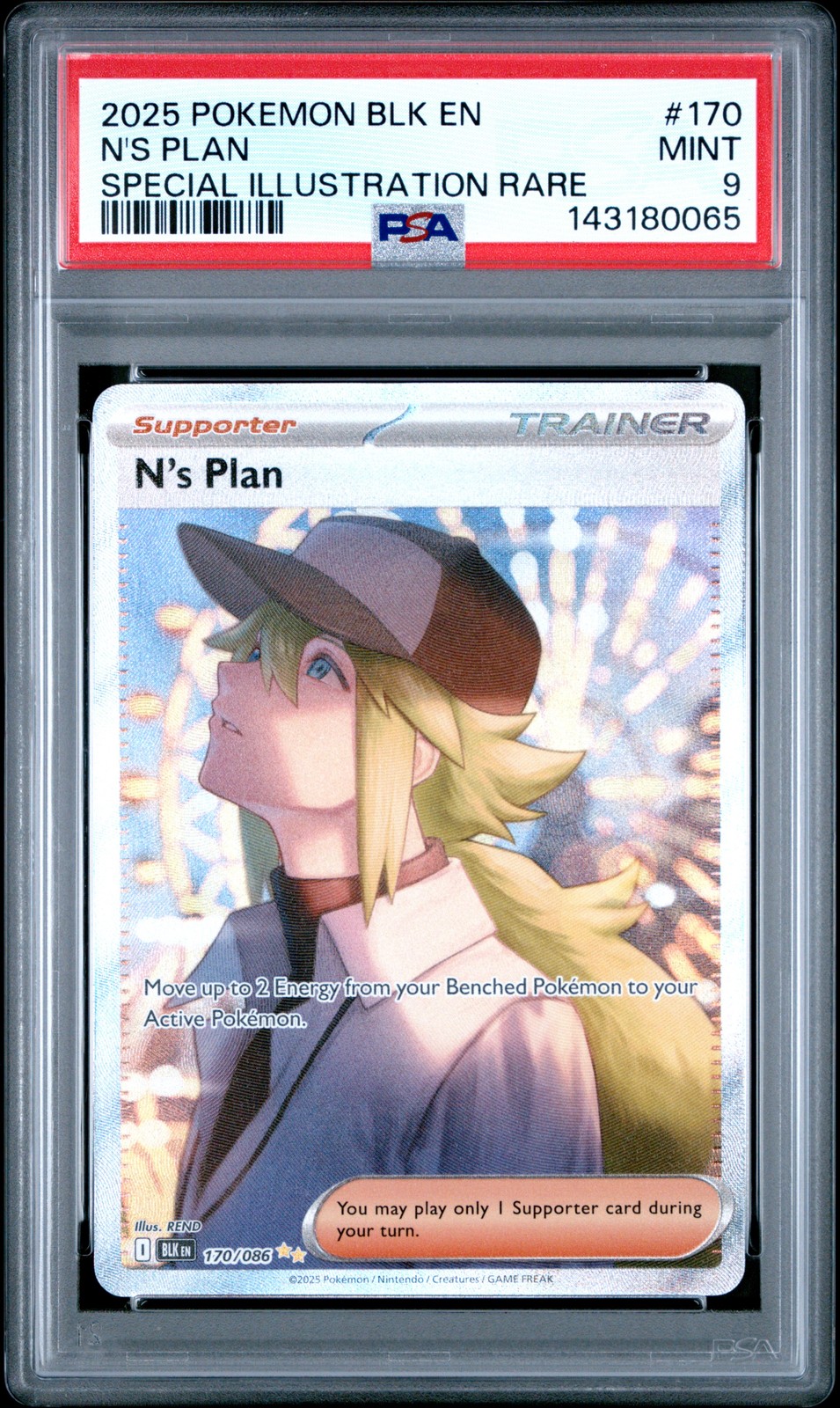 2025 POKEMON BLK EN-BLACK BOLT SPECIAL ILLUSTRATION RARE #170 N'S PLAN PSA 9