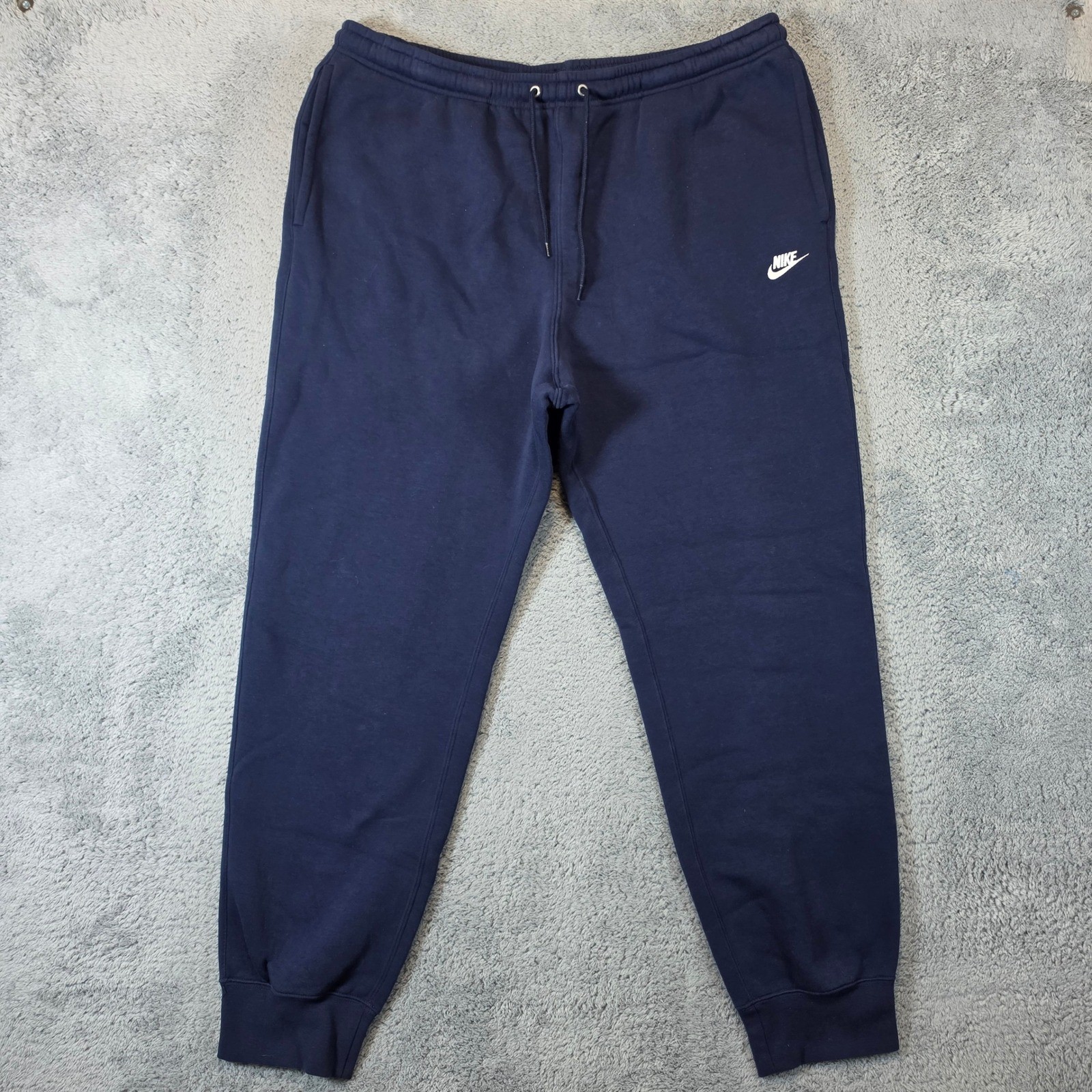 Nike Fleece Joggers Mens XL Navy Blue Club Sweatpants Athleisure Tapered Cuffed