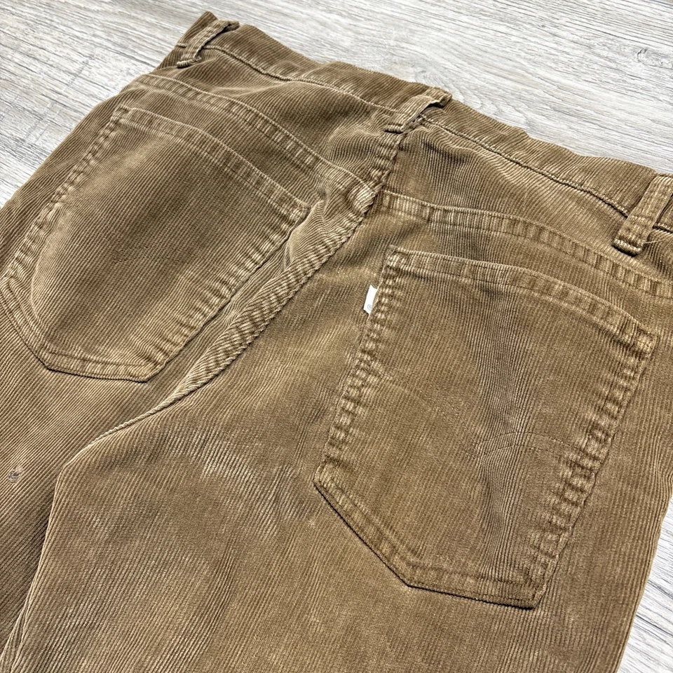 Pantalones de vestir acampanados vintage años 70 marrón pana garra cremallera 33x31 lengüeta blanca Foto 2 de 4