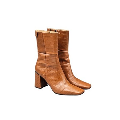 Reike Nen Women's Size 6 US EUC Tan Crocodile Embossed Leather High Heel Boots