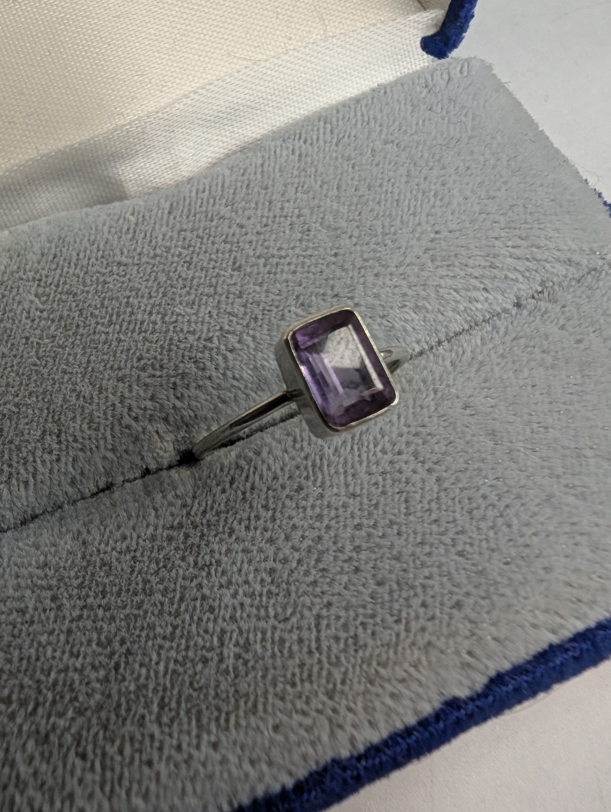 Sterling Amethyst Rectangle Stack Ring Purple Sma… - image 2