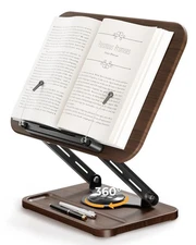 Adjustable Book Stand & Book Holder with 360° Rotation, Height Adjustable Rea...