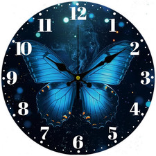 Orologio Da Parete a Farfalla Blu Fantasia Da 30 Cm a Batteria Decorativo Silenz