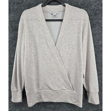 Athleta Purana V-Neck Wrap Sweatshirt Women S Oat Beige Faux Wrap Minimalist