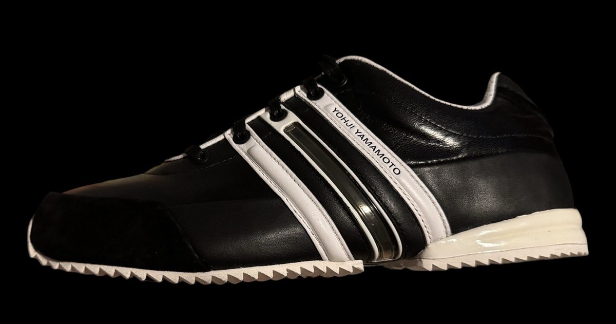 Authentic Y-3 Yohji Yamamoto Black/White 100% Leather Sneakers