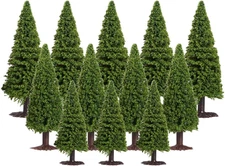 Wakauto Christmas Model Pine Trees,15Pcs Miniature Scale Cedar Trees Railway Lay