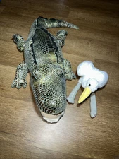 Leyndo Alligator Plush Toy Large Crocodile Stuffed Animal With Bird