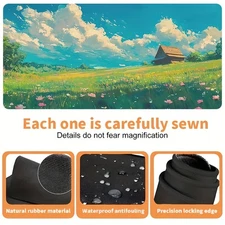 40*90cm Grassland Hut Large Gaming & Office Desk Mat - Non-Slip Rubber Base, Smo