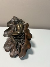 Heredities Cold Cast Bronze ~ Autumn Sleep Verdigris ~ Nude Nymph on Oak Leaf
