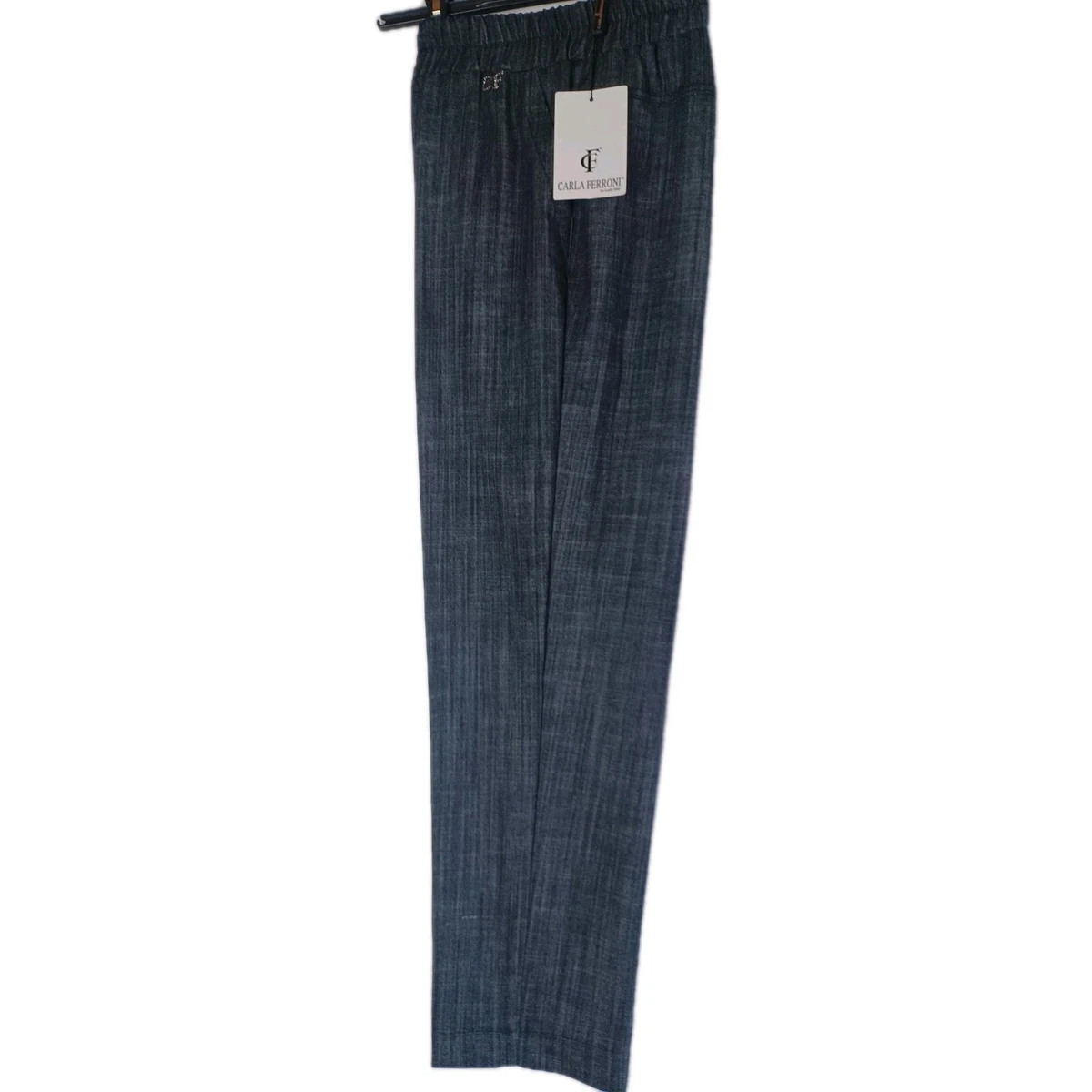 Carla Ferroni Pantalone Donna Modello 15400 | Maglina Fluida, Vita Elastica, Tasche Americane E Fondo A Zampa, Colore Unico
