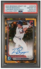 2024 Bowman Draft Sapphire Travis Bazzana Gold /50 PSA 10 Auto 10 1st Dual Grade