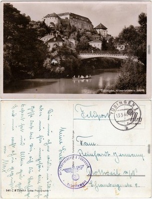 Tübingen Rowingers - Alley Bridge and Castle Photo Postcard 1940