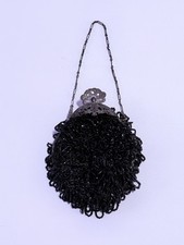 Art Nouveau Beaded Purse with Swags/Ornate Filigree Frame c1900
