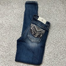 Women's Miss Me Dark Wash Blue Mid-Rise Skinny Jeans Size 26x31 ME3008SR