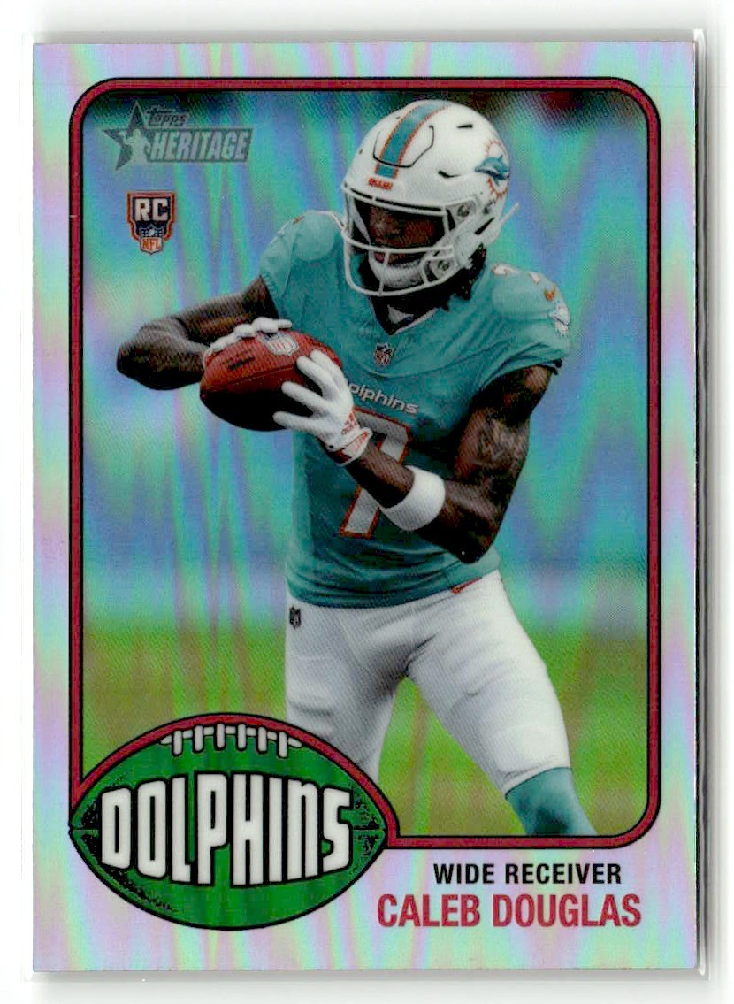 Caleb Douglas 2026 Topps Heritage #296 Chrome Rookie Miami Dolphins