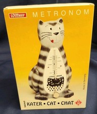Wittner Taktell Cat Metronome Mechanical Germany Black Bow Piano Music Timing