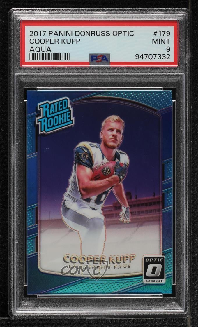 2017 Donruss Optic Rated Aqua Prizm 93/299 Cooper Kupp PSA 9 MINT Rookie RC 14hk