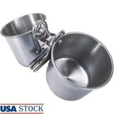 Stainless Steel Parrot Feeding Cups Bird Food Water Bowls Easy Clean Durable New
