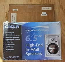 NEW Speco Technologies SP-6CLW 6.5" In-Wall Speakers Pair w/ Mounting Brackets