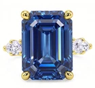 RARE 8.00 Ct Certified Emerald Blue Natural Diamond Ring VVS1 Yellow Gold Finish