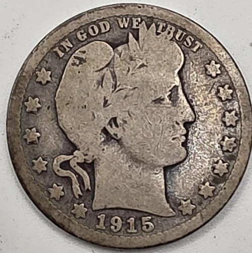 《Silver》1915 USA BARBER QUARTER -- .1808 OZ of SILVER!!!