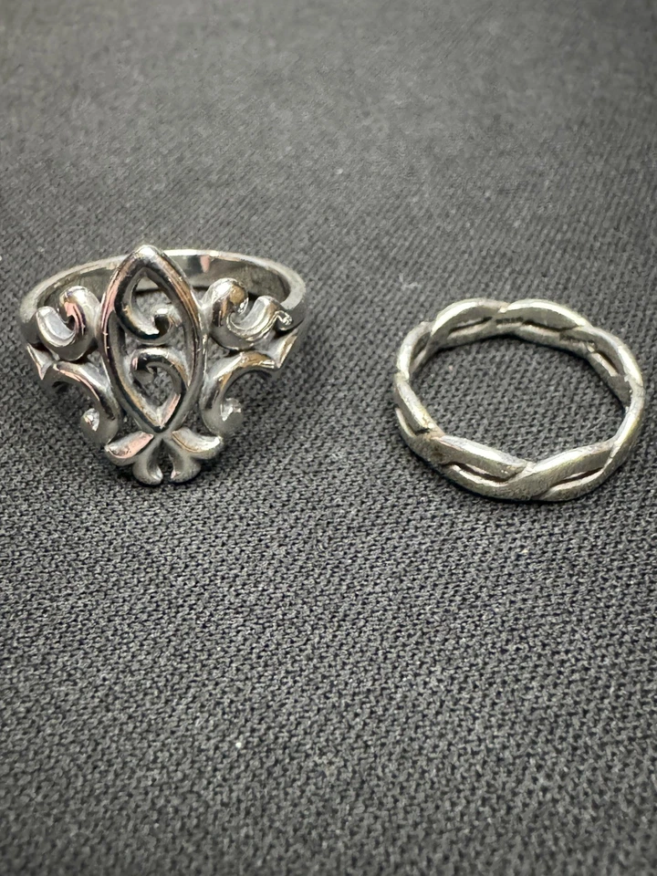 Anel James Avery aposentado Ichthus Eternity tamanho 9 e anel trançado tamanho 5.5, 0,925 - Imagem 2 de 4